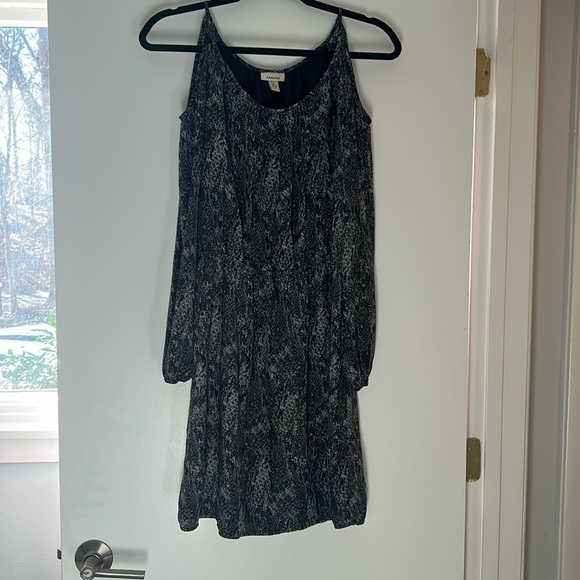 Dresses & Skirts - Amber cold-shoulder snakeskin black and grey mini dress